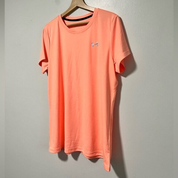 Under Armour Women’s HeatGear Coral Pink Short Sleeve T-Shirt - Size XL - Picture 5 of 12